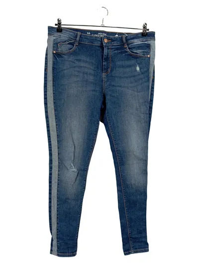 CANDA Damen Jeans Skinny Fit Gr. 44 Blau High Rise Seitenstreifen