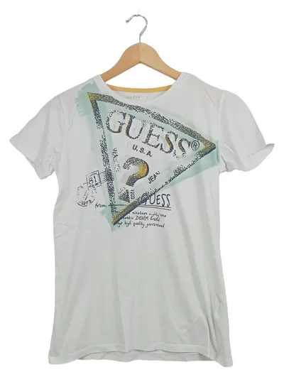 GUESS Kinder T-Shirt Weiß Gr. 16/158 Logo Print Kurzarm Casual