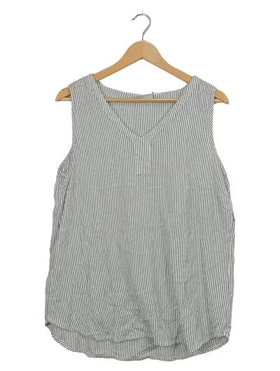 Kaffe Damen Top Shirt Gr. 40 Weiß Gestreift Casual Ärmellos