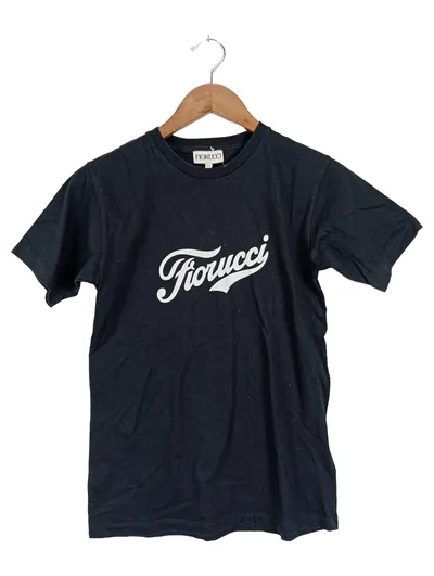 Fiorucci Damen T-Shirt Schwarz XS Schriftzug Baumwolle Casual Kurzarm