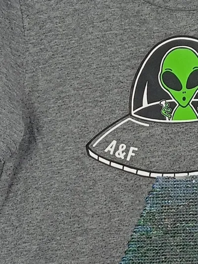 Abercrombie & Fitch Kinder T-Shirt Alien UFO Pailletten Gr. 116 Grau