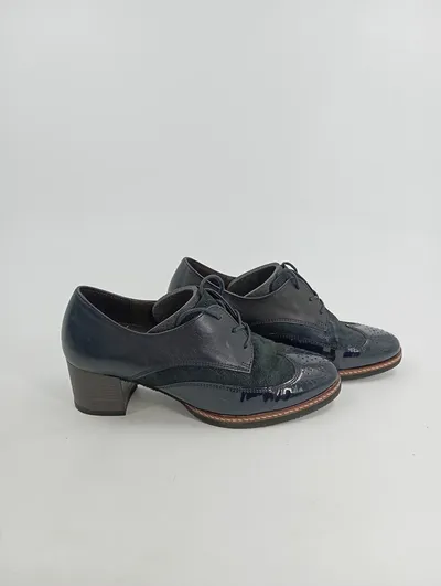Gabor Damen Brogue Schnürschuhe Leder Business Klassisch Blau Gr. 37.5