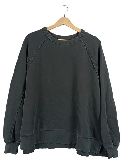 AERIE Damen Pullover Sweatshirt Grau Gr. XS Oversized Casual Baumwolle
