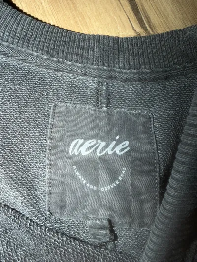 AERIE Damen Pullover Sweatshirt Grau Gr. XS Oversized Casual Baumwolle