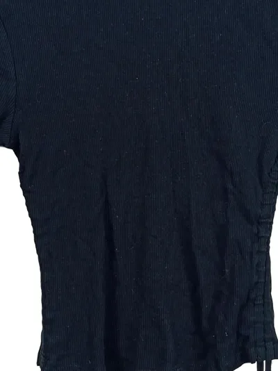 Terranova Damen Langarmshirt Gr. 36/S Schwarz Rippstrick Casual