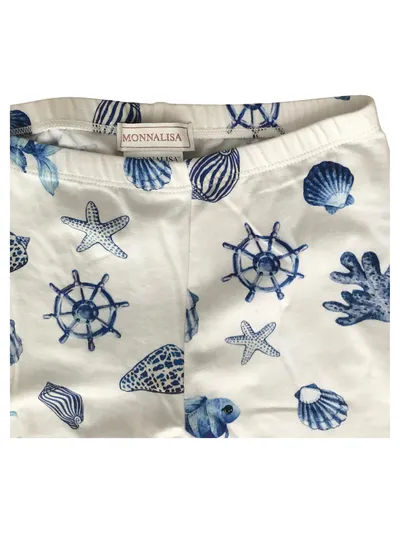 Monnalisa Kinder Leggings Gr. 128 Maritim Meeresmotiv Baumwolle Stretch Sommer