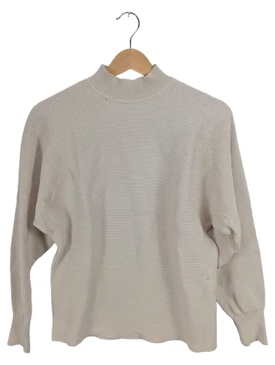 Noisy May Damen Pullover Rippstrick Basic Langarm Beige Gr. M