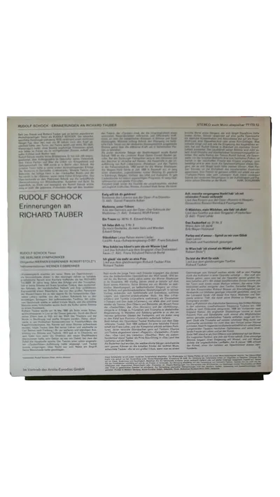 Rudolf Schock Erinnerungen an Richard Tauber Vinyl LP Album Eurodisc Klassik