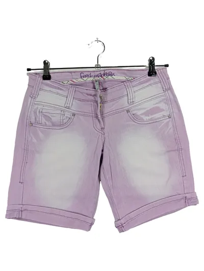 Fresh Made Damen Jeans Shorts Lila Gr. M Casual Baumwolle Uni Knopf RV