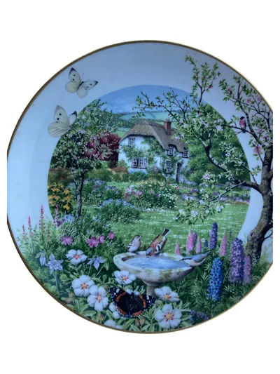 Royal Worcester Wandteller Cottage Garten Vögel Schmetterlinge Porzellan