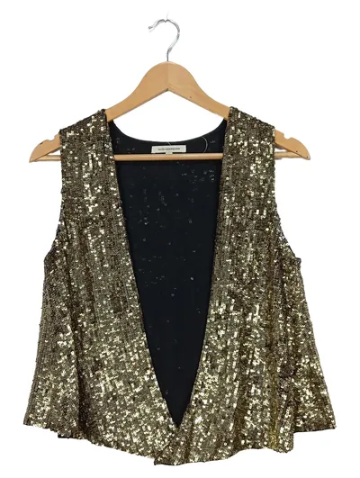 Faith Connexion Damen Pailletten Weste Gr. 36/S Gold Glamourös