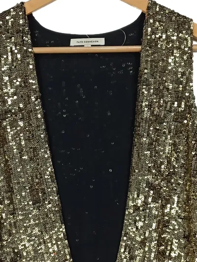 Faith Connexion Damen Pailletten Weste Gr. 36/S Gold Glamourös