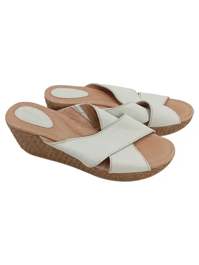 Fossil Damen Sandaletten Keilabsatz Weiß Gr. 41 Casual