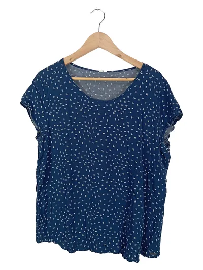 Q/S designed by Damen T-Shirt Blumenmuster Blau Gr. 44/XXL Baumwolle Casual