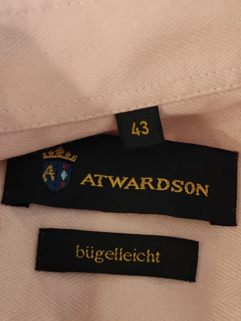 ATWARDSON Herren Business Hemd Rosa Gr. 43 Baumwolle bügelleicht 5