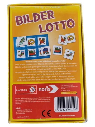 Noris Bilder Lotto Kinderspiel Gedächtnisspiel 2-3 Spieler ab 3 Jahren