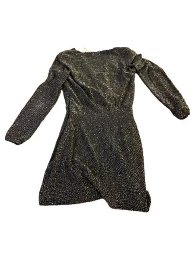 Mango MNG Damen Wickelkleid Glitzer Schwarz Langarm Gr. XS 34