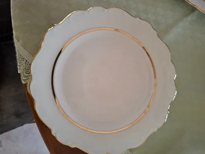 Schumann Bavaria Porzellan Essteller Flacher Teller Weiß Goldrand 20cm