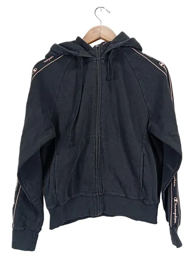 Champion Damen Sweatjacke Kapuze Logo Print Schwarz Gr. 38/M Sportlich