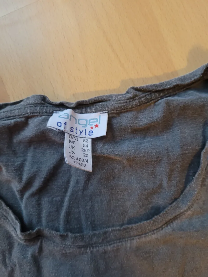 Angel of Style Damen T-Shirt Gr. 52/5XL Grau Casual Blumenmuster 4