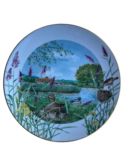 Royal Worcester Sammelteller Porzellan Entenmotiv July Beside The River 24cm