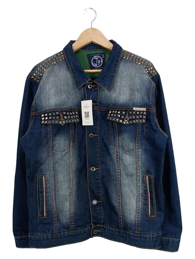 JeansNet Herren Jeansjacke Blau Gr. 54/XXL Casual Baumwolle Nieten Freizeit