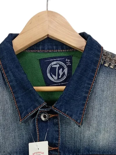 JeansNet Herren Jeansjacke Blau Gr. 54/XXL Casual Baumwolle Nieten Freizeit