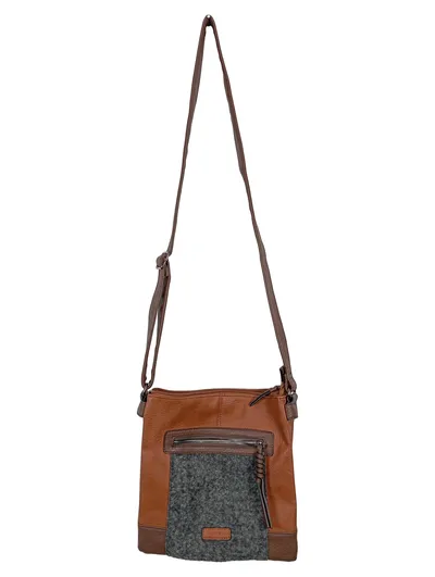 Venturini Damen Umhängetasche Leder Filz Mehrfarbig Casual 27x28cm