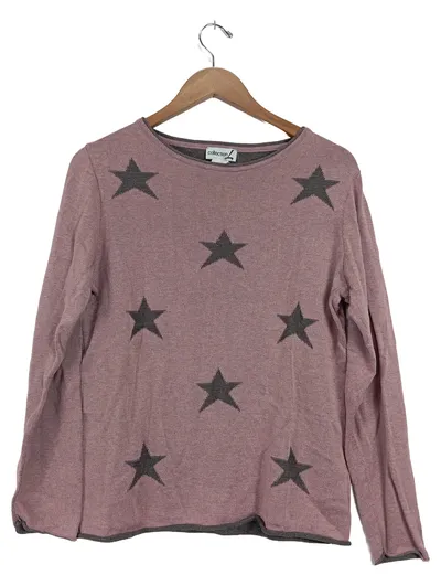 Collection L Damen Pullover Rosa Sterne Gr. 36/S Modern Langarm Freizeit