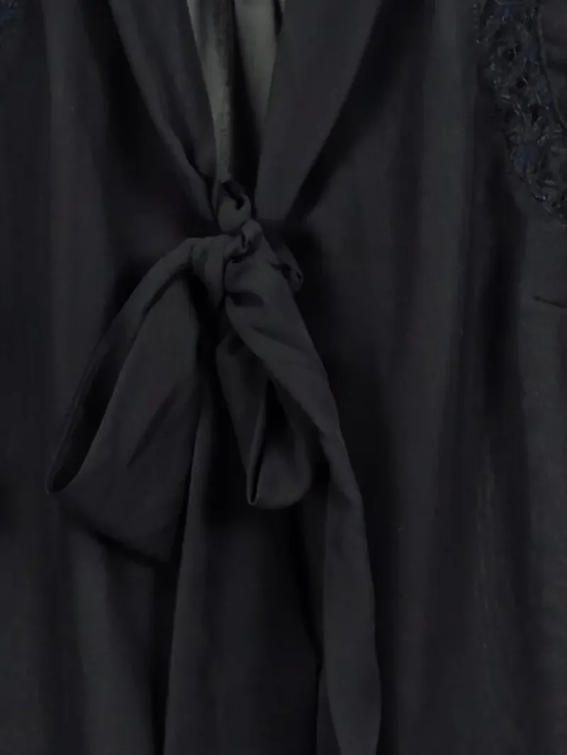 DELUXURIOUS Damen Bluse Schwarz Spitze Schleife Gr. 34/XS Elegant 3