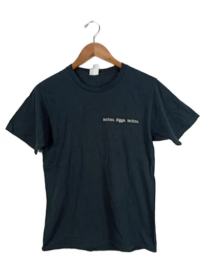 Port & Company Herren T-Shirt S Schwarz Casual Schriftzug Techno