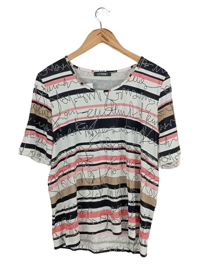 GOLLEHAUG Damen T-Shirt 44 XXL Mehrfarbig Gestreift Schriftzug Casual