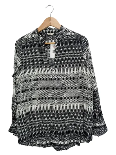 Peckott Damen Bluse Gr. 46/3XL Schwarz Weiß Grafisches Muster Modern