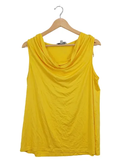 COOLCODE Damen T-Shirt Gelb XXL Viskose Ärmellos Wasserfallausschnitt