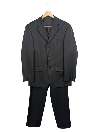 CANDA Herren Sakko Anzug Nadelstreifen Business Schwarz Gr. 48