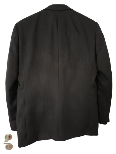 CANDA Herren Sakko Anzug Nadelstreifen Business Schwarz Gr. 48