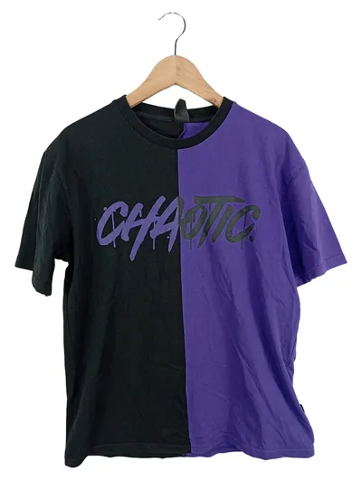 Black Squad T-Shirt Herren M Streetwear Schwarz Lila Chaotic Print