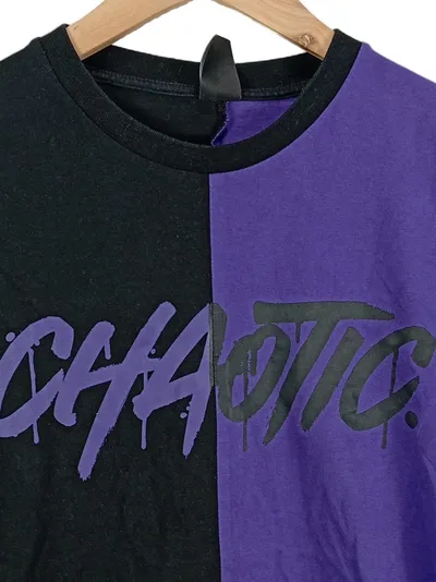 Black Squad T-Shirt Herren M Streetwear Schwarz Lila Chaotic Print