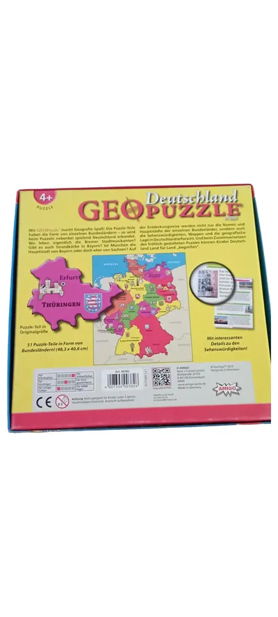 Amigo GeoPuzzle Deutschland 51 Teile Bundesländer Lernpuzzle ab 4 Jahren