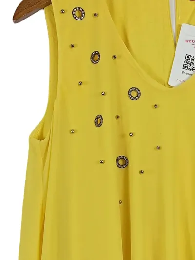 Ricarda M. Damen Top Gr. 38 Gelb Elegant Ärmellos Shirt Oberteil