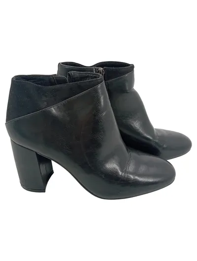 Bata Damen Stiefeletten Leder Schwarz Gr. 39 Absatz Reißverschluss Elegant