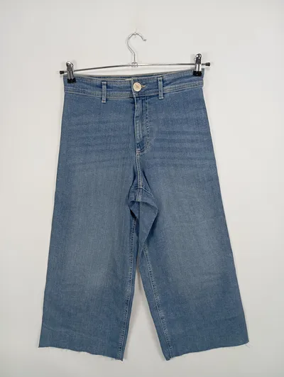 ONLY Damen Jeans Hose Wide Fit Cropped Blau Gr. 30 Casual Denim