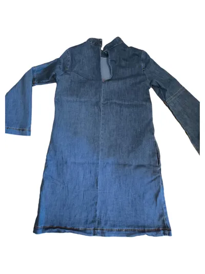 EDC Damen Jeanskleid Gr. 38 Blau Casual Baumwolle Midikleid