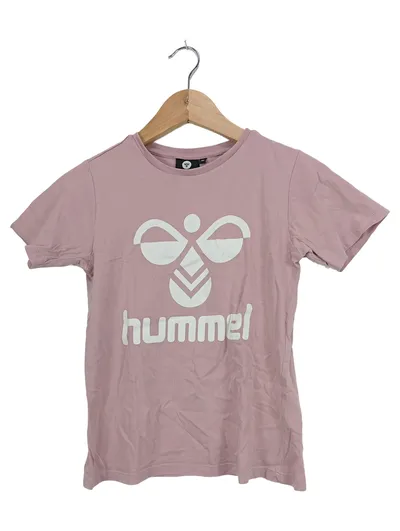 Hummel Kinder Sport Shirt Gr. 134 Pink Logo Kurzarm T-Shirt