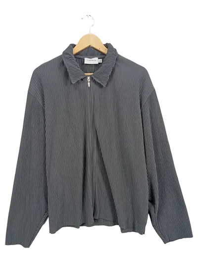 Topman Herren Sweatjacke Grau M Modern Rippstrick Reißverschluss