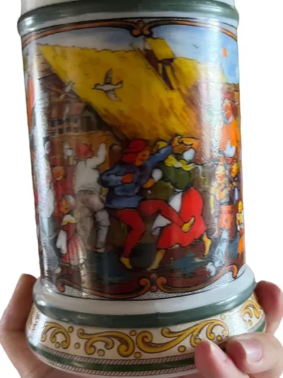 BMF Bierkrug Keramik Traditionell Mehrfarbig 16cm Dörfer Motiv Sammler