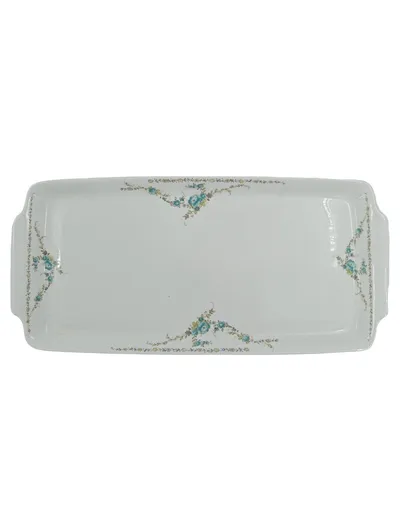 Eschenbach Bavaria Servierplatte Porzellan Blumenmuster 34x17cm Weiß