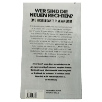 Wagner Politikbuch Die Angstmacher 1968 Neue Rechten Innenansicht Taschenbuch