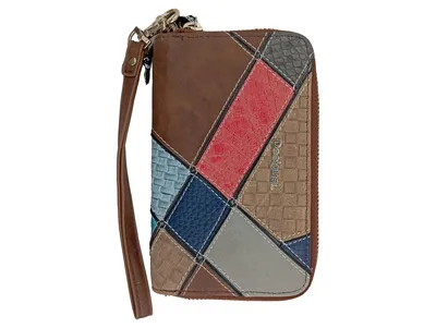 Desigual Geldbörse Damen Patchwork Mehrfarbig Portemonnaie Reißverschluss