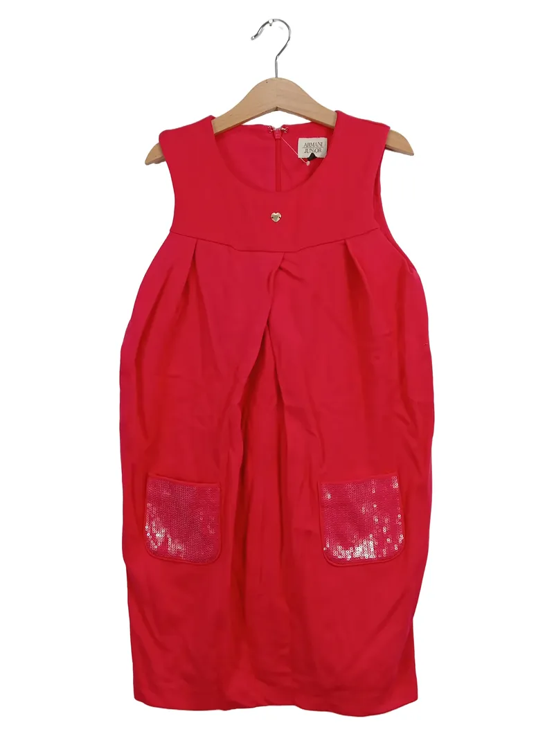 Armani Junior Festliches Kleid Rot Pailletten Applikationen Gr. 140 Elegant 1